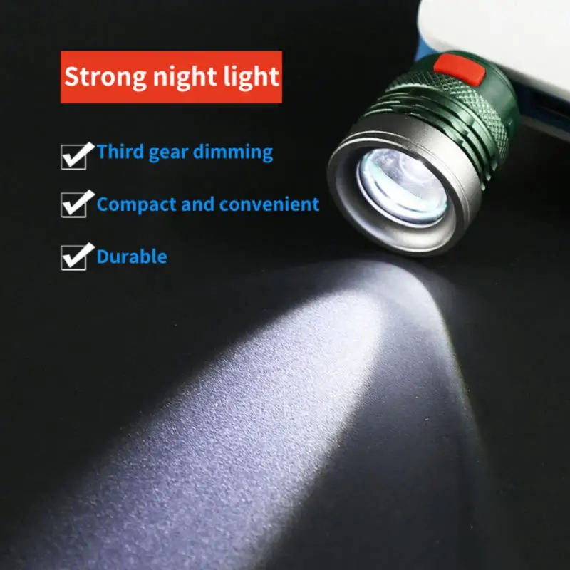1 / 2ШТ Портативный USB-фонарик Ультраяркий Мини-масштабируемый 3 режима Лампа-вспышка Lanterna Ночник для чтения на открытом воздухе Кемпинг Изображение 3 