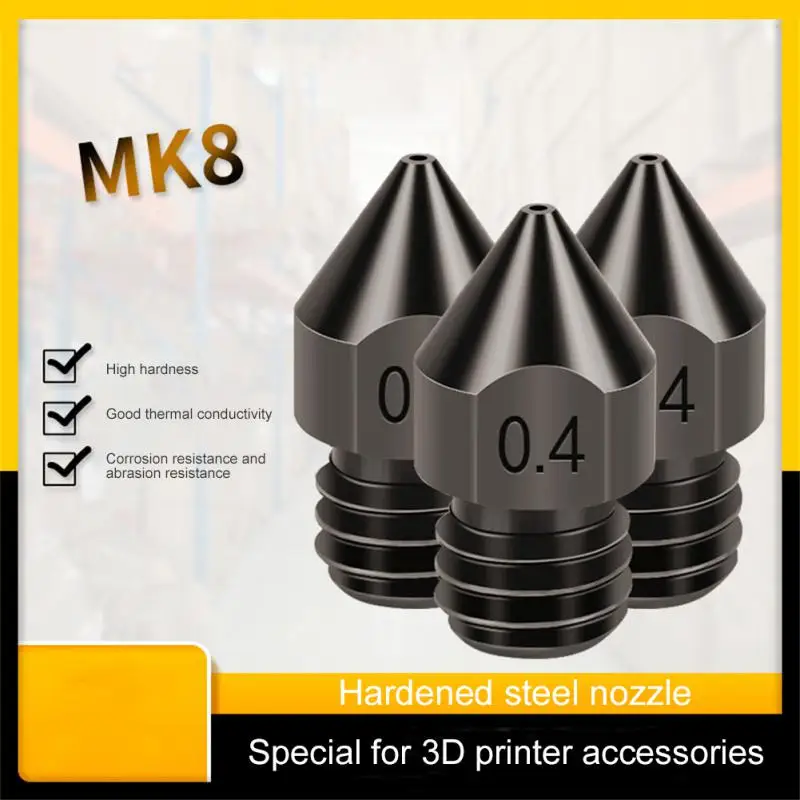 1/3 шт. Новая Головка Экструдера с Соплом из закаленной стали MK8 Для 3D-принтера A8 A8Plus Ender 3 CR10 Обновленные Детали 1,75 мм Сопла 0,2-1,0 мм Изображение 3 