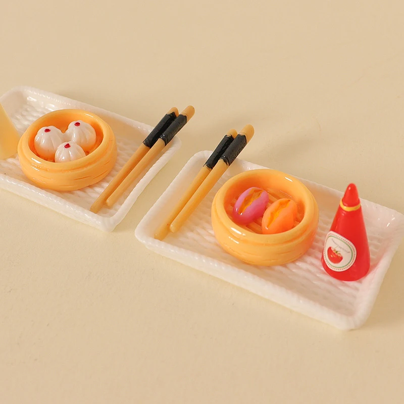 1 комплект миниатюрной имитации китайского завтрака в масштабе 1/12 1/6, кукольный домик, мини-кухня, украшение для детских игрушек понарошку Изображение 3 