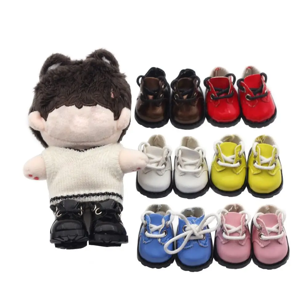 10 см хлопок обувь для куклы костюм туфли блестящие кожаные туфли круглый носок Кожаный ремешок обувь ботинки кроссовки палец куклы аксессуары