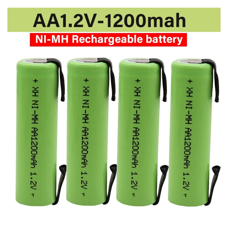 100% Оригинальная батарея 1.2 В AA, аккумуляторная батарея 1.2 В, 1200 мАч, AA NiMH, с припоем, электрическая зубная щетка-бритва 
