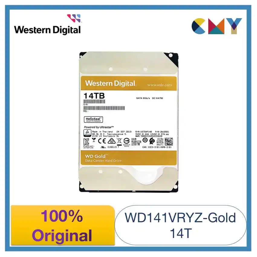 100% Оригинальный Western Digital WD Gold 14 ТБ 3,5 HDD корпоративный жесткий диск SATA 7200 об/мин WD141VRYZ