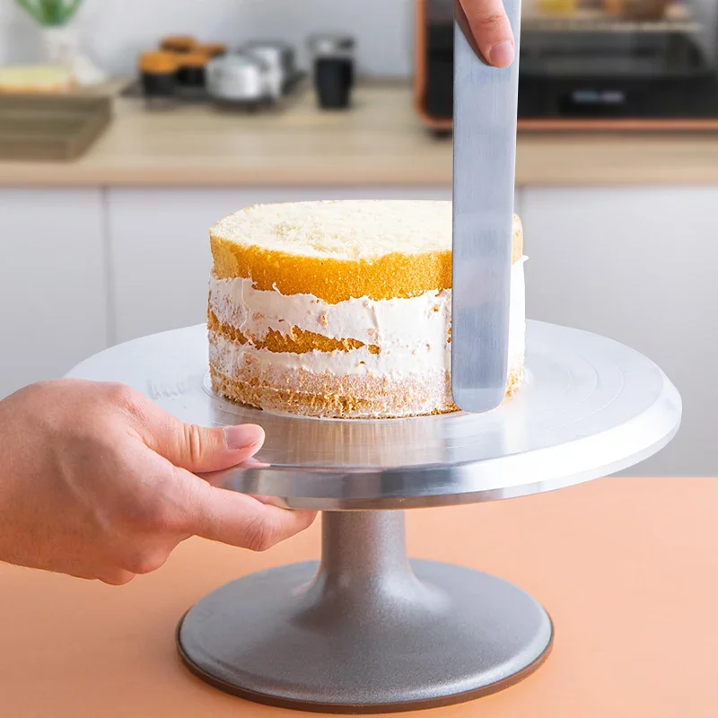 12-дюймовые инструменты для выпечки, поворотный стол для торта на день рождения из алюминиевого сплава, пластиковая подставка для торта из нержавеющей стали, стеклянная платформа для поворотного стола Изображение 1 