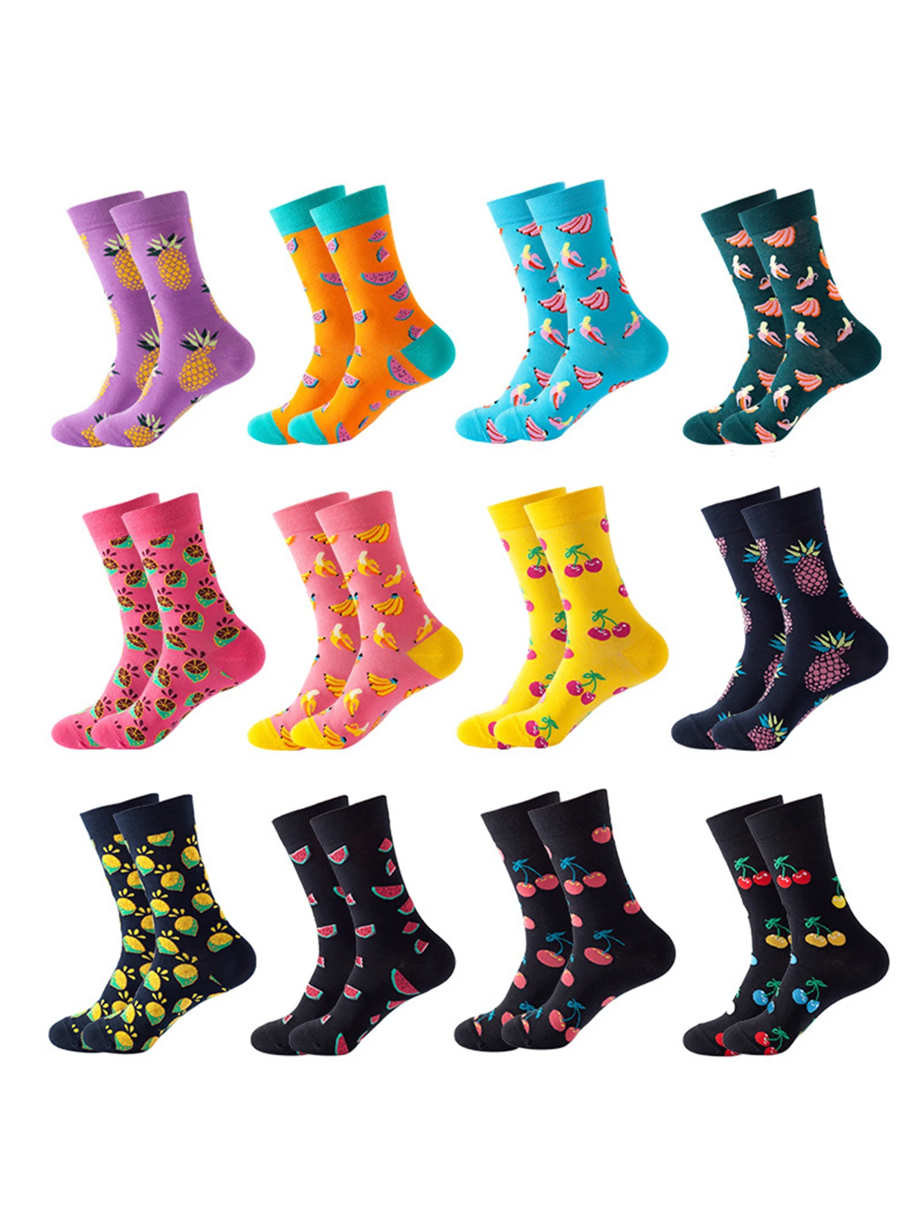 12 пар носков до середины икры, женские европейские и американские носки, осенние и зимние носки wind fruit, трендовые красные носки из хлопка Изображение 0 