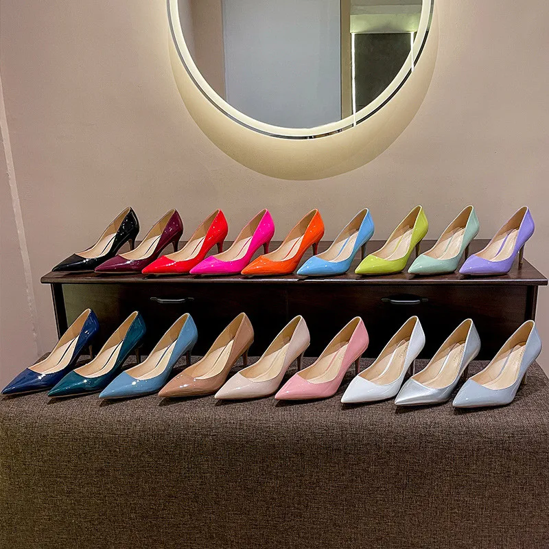 18 цветов, Рабочая Обувь на каблуках 6 и 8 см, Пикантные туфли-лодочки на тонком каблуке с острым носком, Женская Обувь на высоком каблуке, Женская обувь Bimooth GH395 Изображение 2 