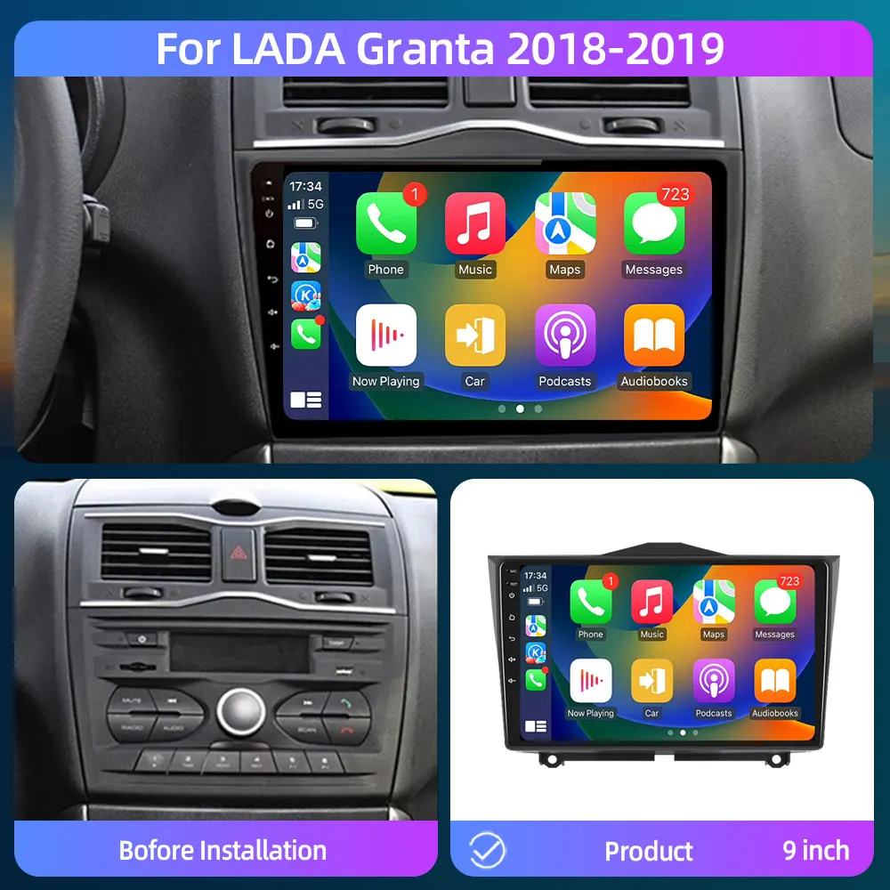 2 Din Android 12 Автомобильный Радиоприемник Для LADA BA3 Granta Cross 2018 2019 Мультимедийный Видеоплеер Навигация GPS Carplay Автоматическое Разделение Экрана Изображение 4 