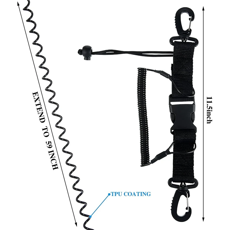2 предмета Шнурка для подводного плавания, стальной пружинный шнур, шнур для камеры с быстросъемной пряжкой, зажимы для дайвинга Изображение 3 