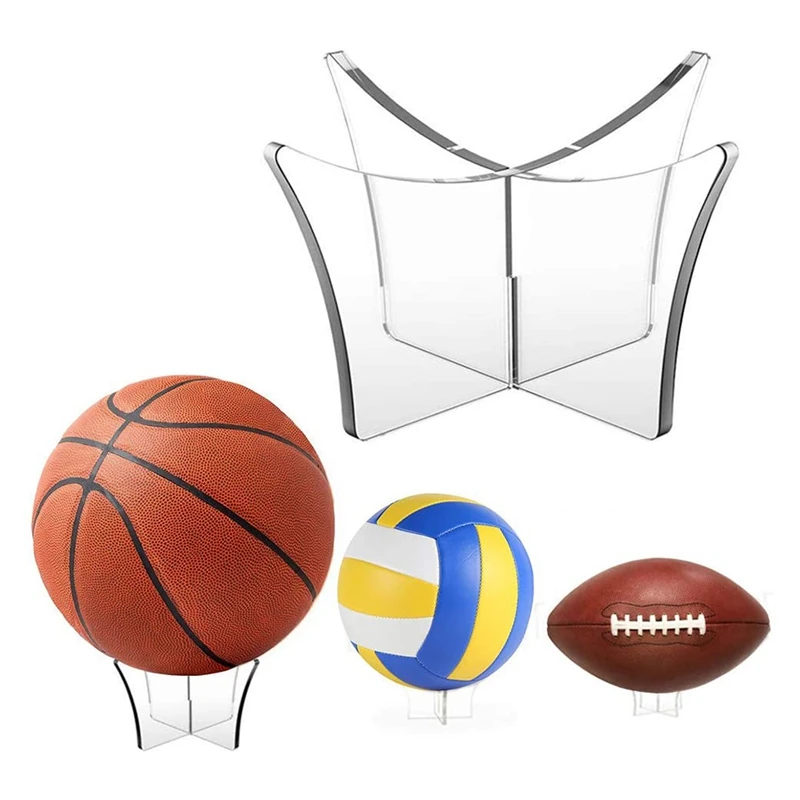 2 упаковки прозрачных акриловых подставок для мячей, стеллаж для хранения мячей для баскетбола, футбола, волейбола, футбольного мяча Изображение 3 
