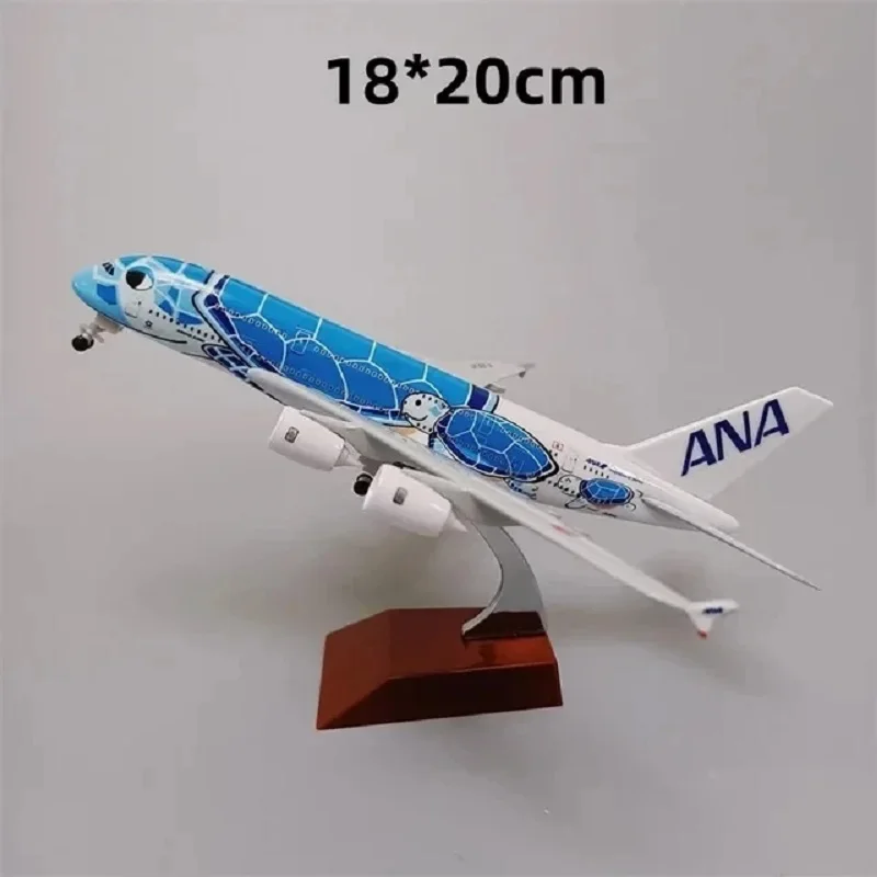20 см Сплав Металла Япония ANA Airbus A380 Мультфильм Морская Черепаха Авиалинии Модель самолета, изготовленного под давлением Самолет Самолет Зеленый Оранжевый Синий Изображение 5 