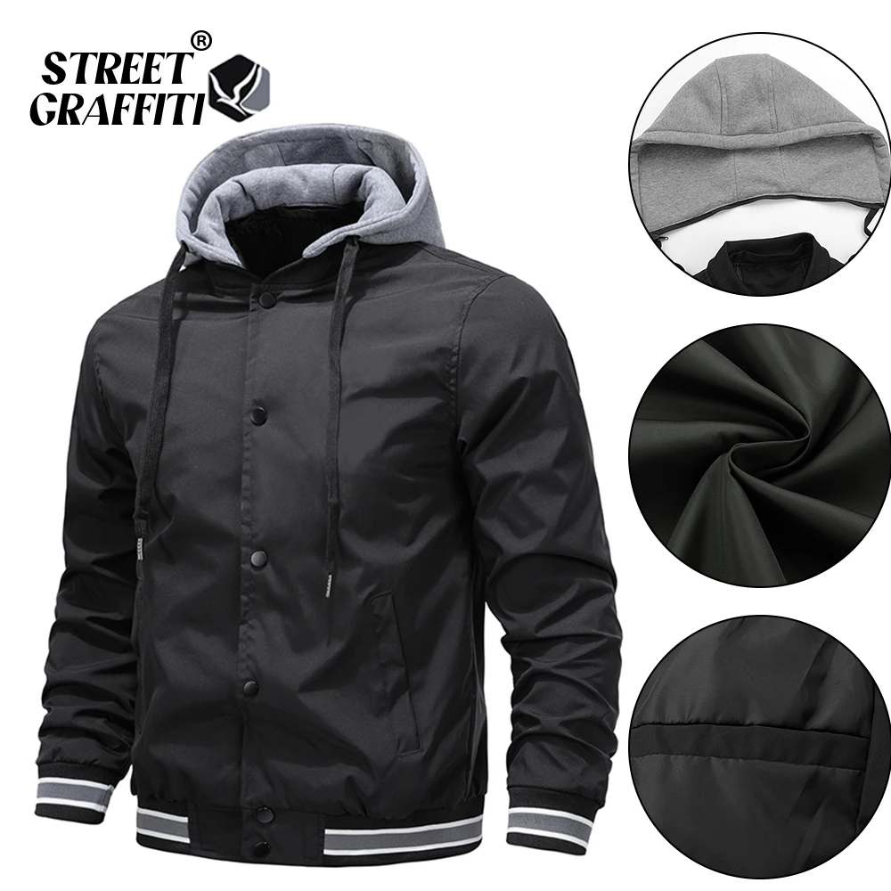 2023 Мужские Однотонные повседневные куртки с капюшоном, модные уличные Теплые Ветрозащитные непромокаемые пальто, Высококачественная Зимняя куртка для мужчин