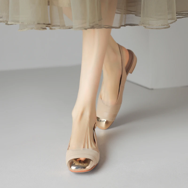 2023 Новые модные женские туфли на высоком каблуке, летние сандалии Baotou из тюля в тон, повседневные босоножки на толстом каблуке с мелким носком