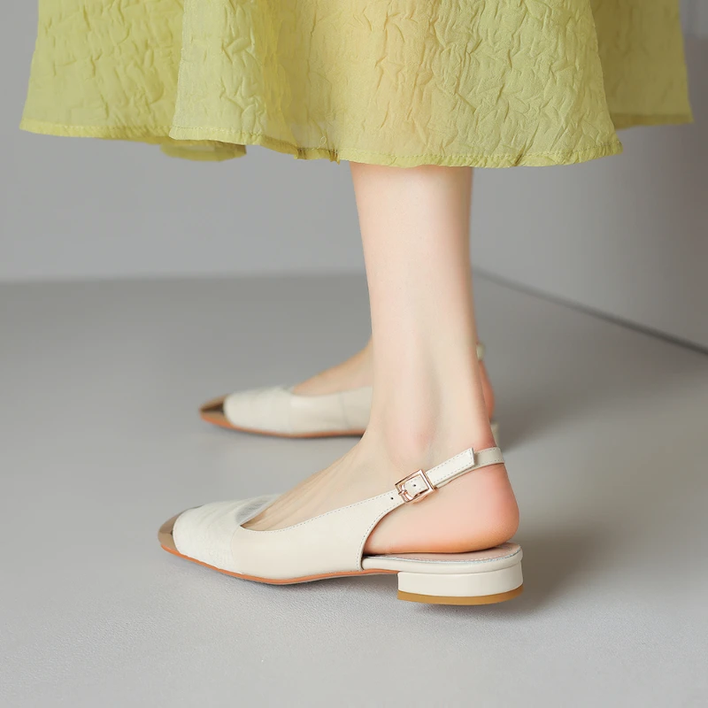 2023 Новые модные женские туфли на высоком каблуке, летние сандалии Baotou из тюля в тон, повседневные босоножки на толстом каблуке с мелким носком Изображение 1 
