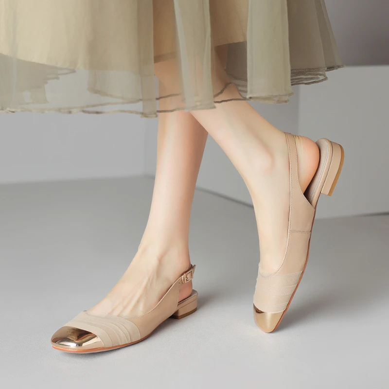 2023 Новые модные женские туфли на высоком каблуке, летние сандалии Baotou из тюля в тон, повседневные босоножки на толстом каблуке с мелким носком Изображение 3 