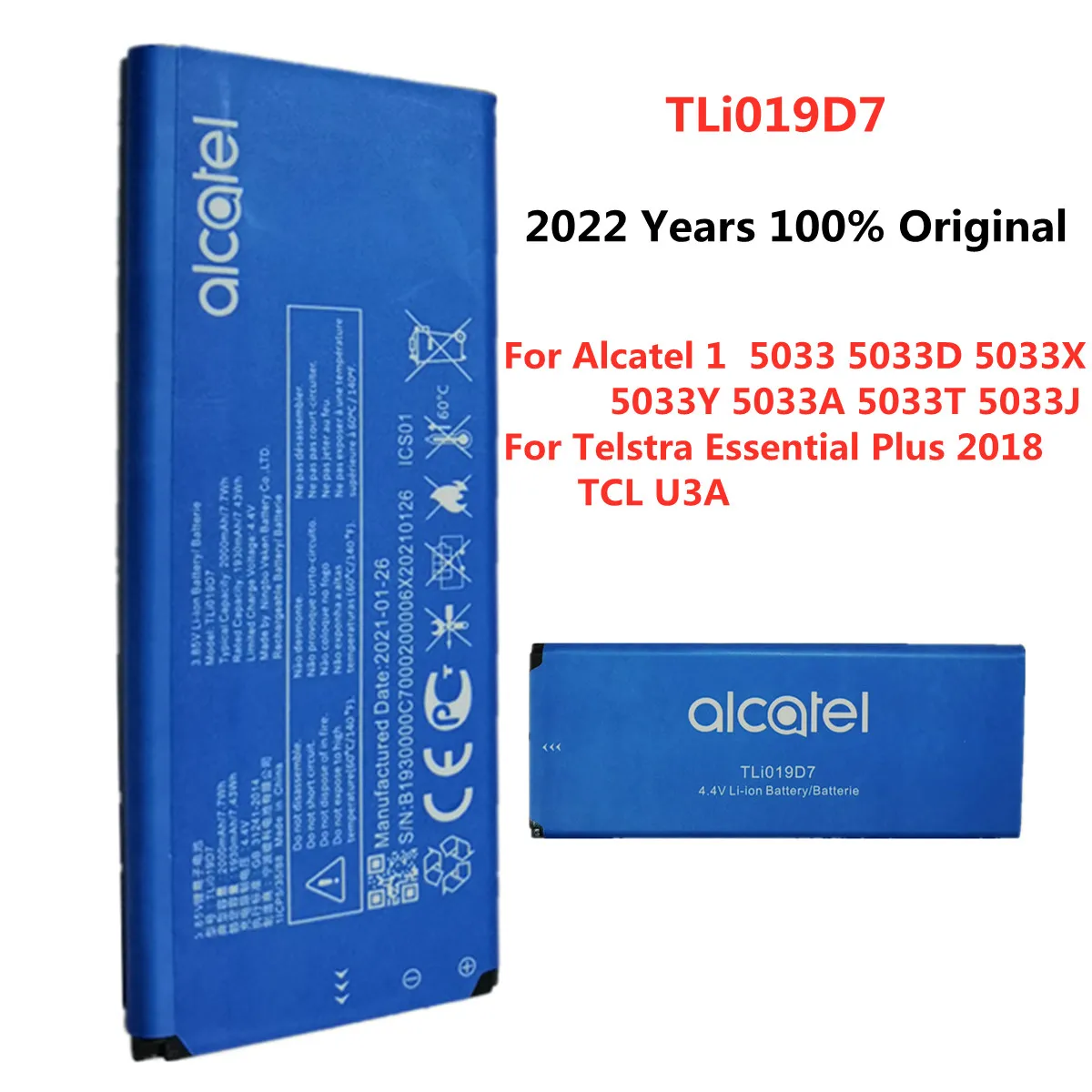 2023 Новый TLi019D7 2000 мАч Для Alcatel 1 5033 5033D 5033X 5033Y 5033A 5033T 5033J/Telstra Essential Plus 2018/TCL U3A Аккумулятор