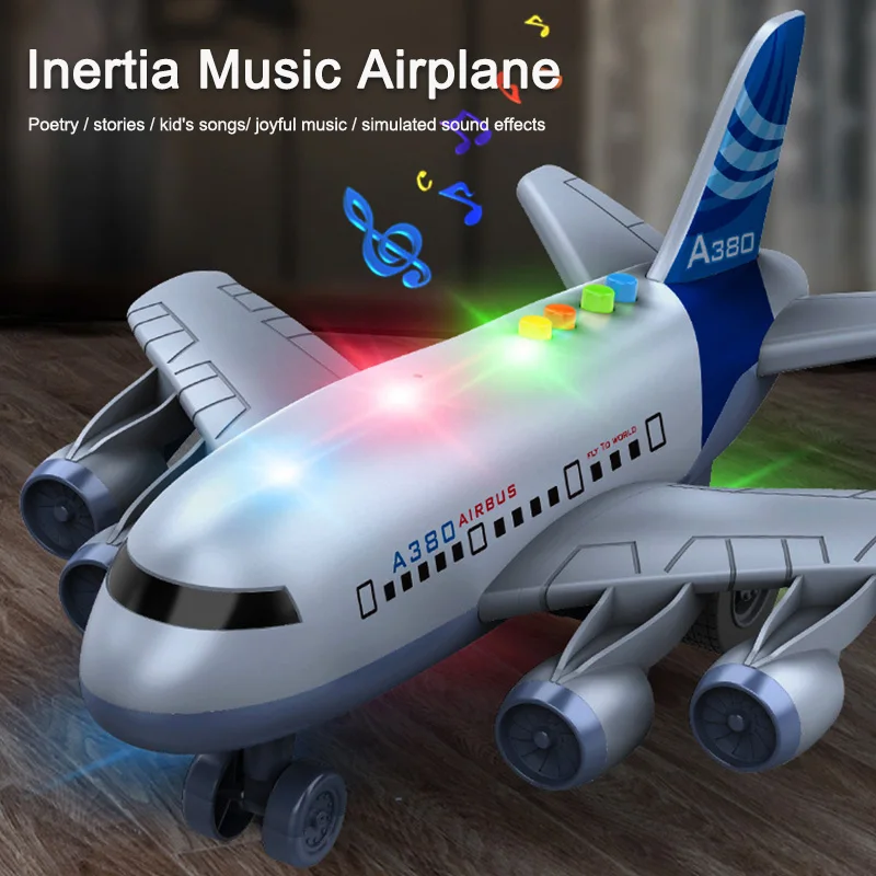 2023 Новый дизайн, звук и свет, музыкальная детская модель самолета Airbus, инерционная игрушка для мальчиков, подарочный самолет, пассажирский самолет