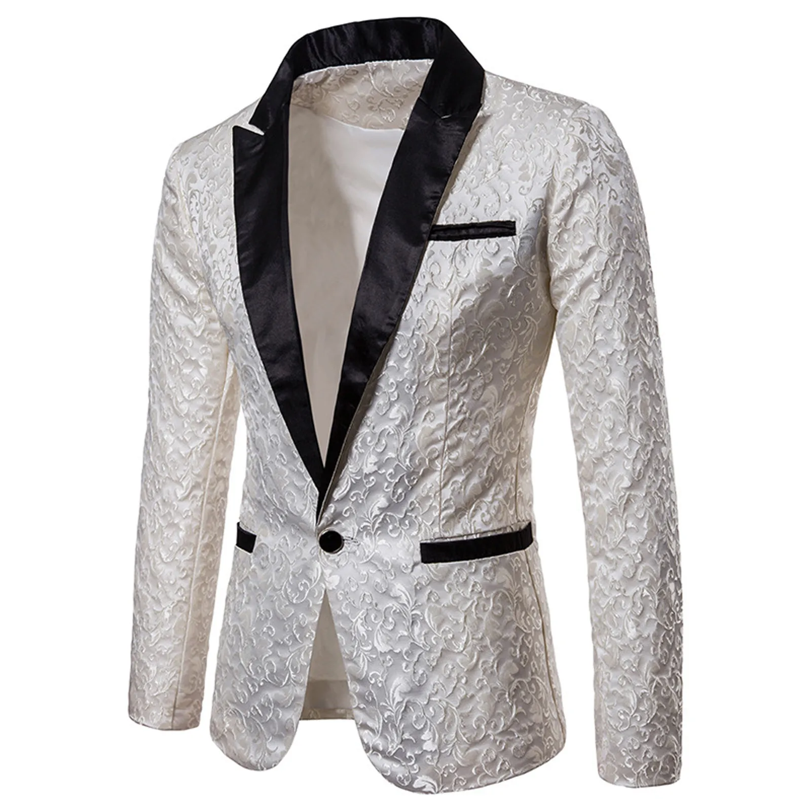 2023 Новый мужской костюм, однобортный повседневный блейзер Для вечеринки, мужской блейзер, приталенный жакет с цветочным рисунком, элегантный костюм в стиле ретро, пальто Изображение 3 