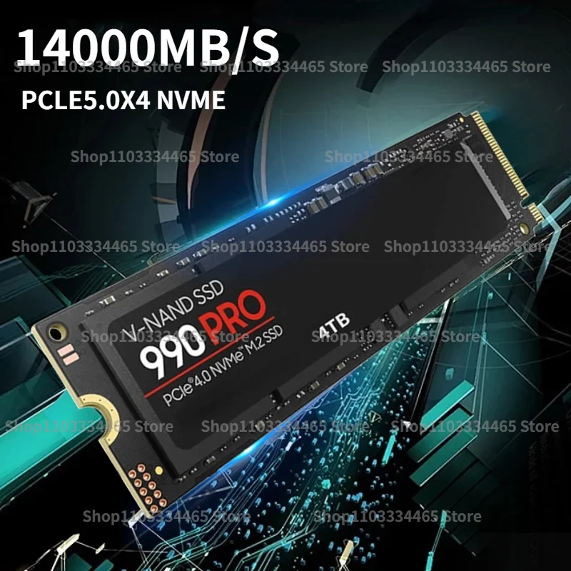 2024 Новейший высокоскоростной 990PRO 1 ТБ 2 ТБ 4 ТБ SSD Внутренний Твердотельный Диск M2 2280 PCIe Gen 5,0x4 NVMe для Компьютера Ноутбука PS5