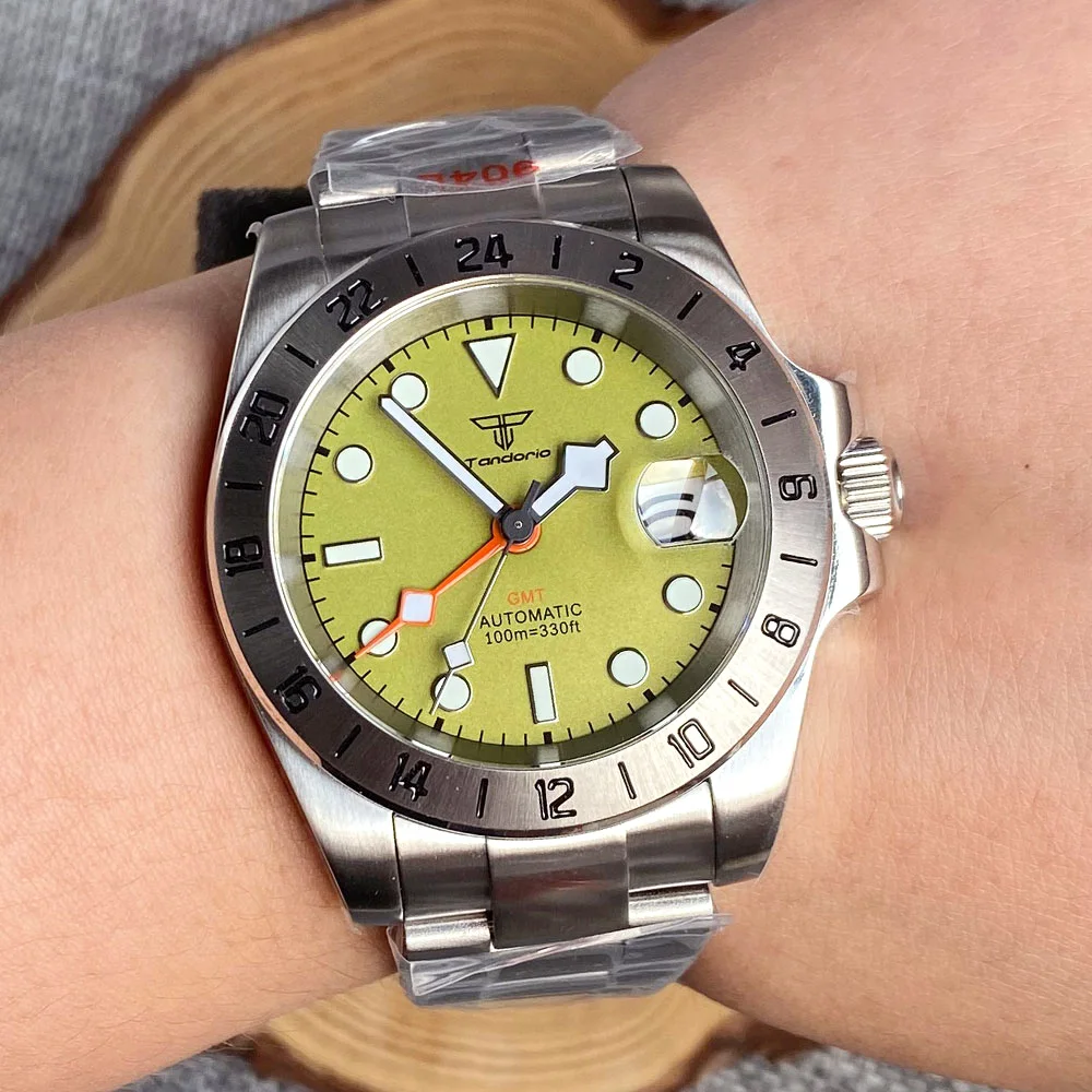 20ATM Dive Luxury NH34 GMT Сапфировое стекло Зеленый циферблат Светящиеся механические часы 39 мм Мужской стальной браслет Деловые часы для одежды Изображение 2 