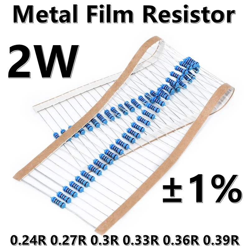 (20шт) 2 Вт Металлический пленочный резистор 1% пятицветный кольцевой прецизионный резистор 0.24R 0.27R 0.3R 0.33R 0.36R 0.39R Ом