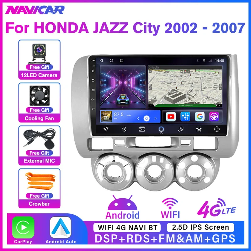 2Din Android 10 Автомагнитола Для HONDA JAZZ City 2002 2003 2004 2005 2007 Автомобильный Мультимедийный Плеер GPS Навигация DSP БЕЗ 2DIN DVD