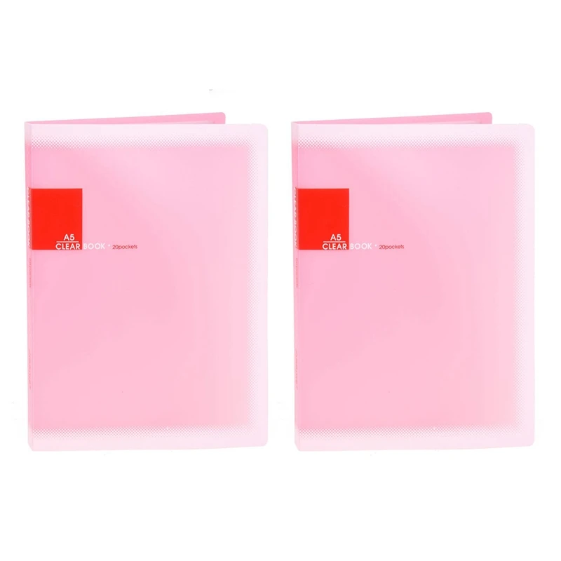 2X Пластиковый бумажный держатель для папок формата А5 с 20 карманами, розовый Изображение 0 
