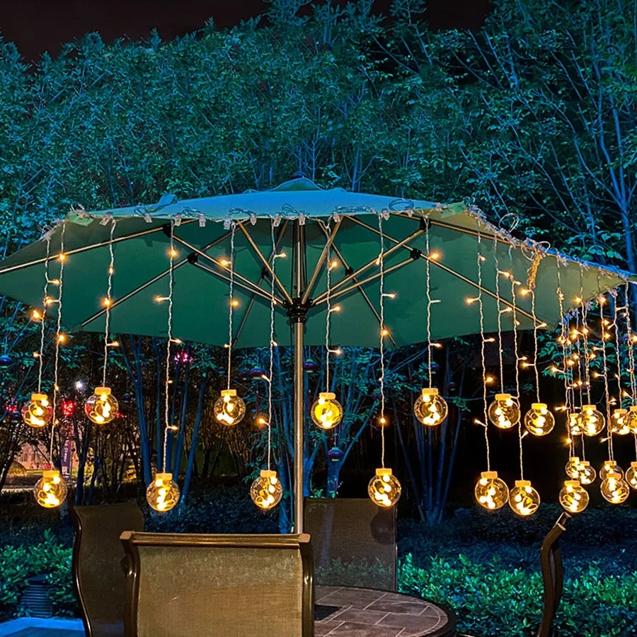 3,5-метровый занавес с шариком желаний на солнечной энергии, открытый Рождественский глобус, светодиодная гирлянда, занавес, сказочный свет для декора домашней вечеринки во внутреннем дворике Изображение 2 