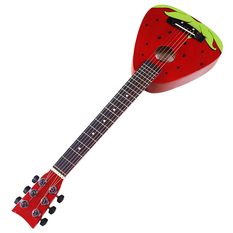 30-дюймовая мини-акустическая гитара, 6-струнный глянцевый корпус из липы, детская народная гитара, Мультяшная форма, дорожная гитара