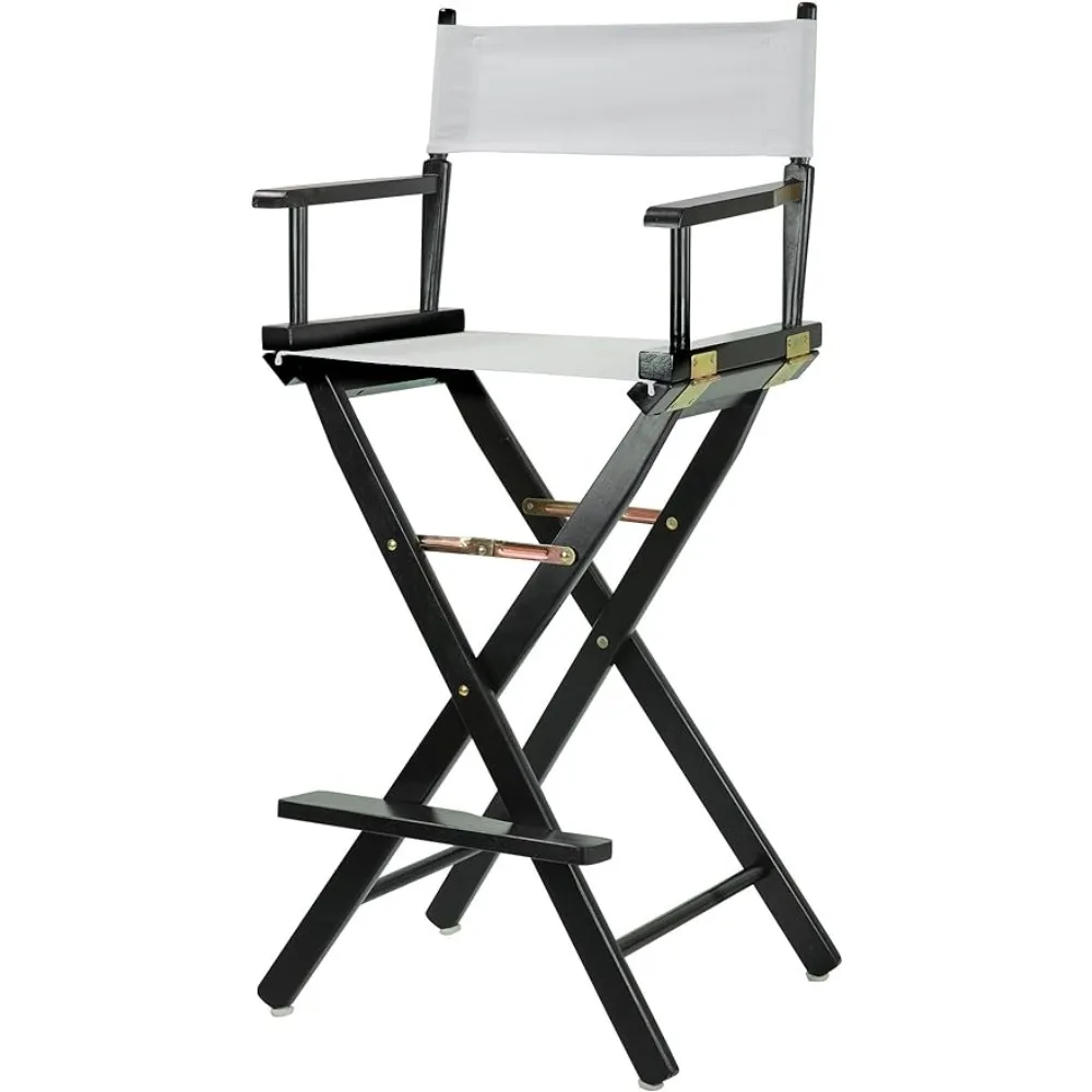 30-дюймовый режиссерский барный стул в черной раме-с белым полотном, высота стойки