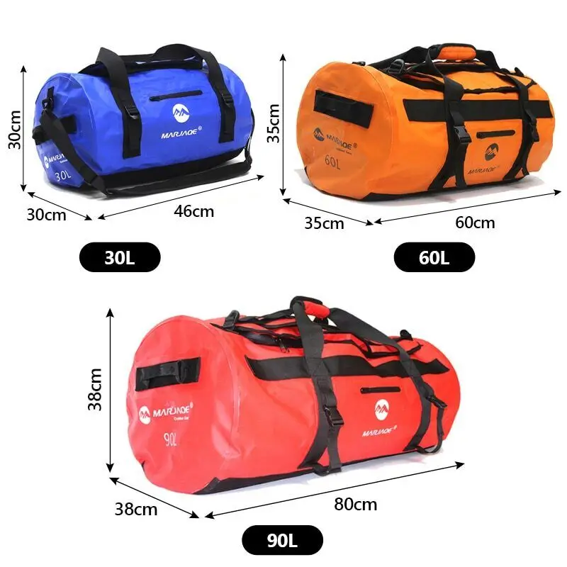 30Л-90Л Водонепроницаемая спортивная сумка для каяка, сухое седло, багаж, походные сумки для плавания Изображение 5 
