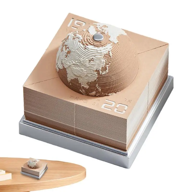 3D Бумажный календарь Земля 2024 Креативный настольный календарь Блокнот Скульптурная модель Земли из бумаги, вырезанная из бумаги, липкий креатив