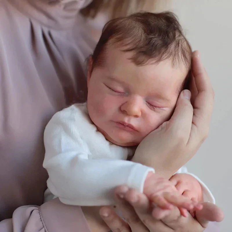 48-сантиметровая новорожденная кукла-Реборн, спящая малышка Лаура, реалистичная, мягкая на ощупь, с ручной укладкой волос Куклы