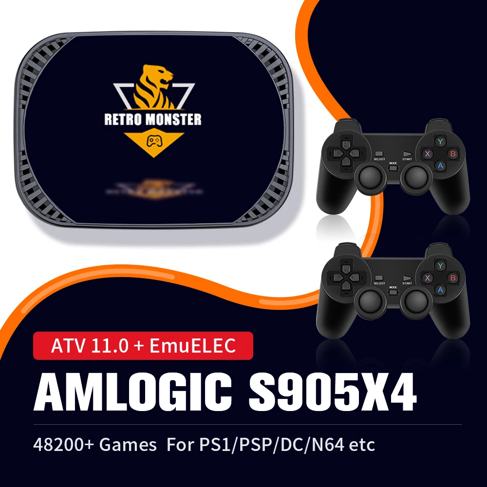 4K HD TV Ретро Игровая консоль Amlogic S905X4 Retro Monster Game Box с 48000 + играми для PSP/PS1 / Sega Saturn/ SNES / N64 / DC /MAME