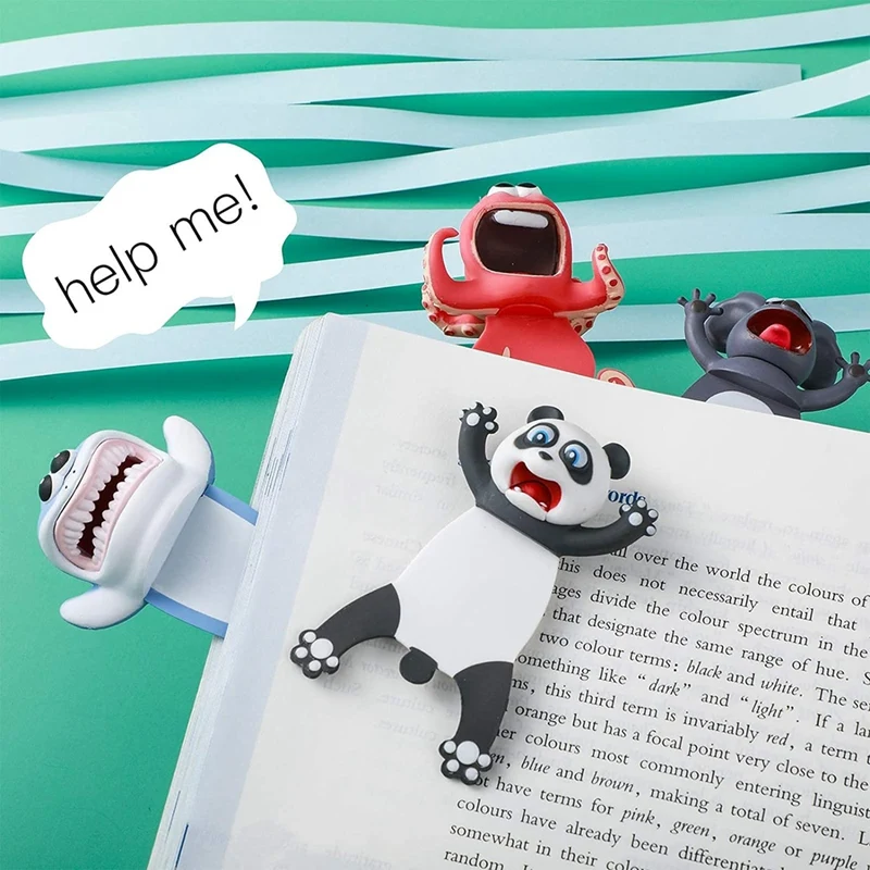 4ШТ Деталей для набора закладок с 3D мультяшными животными для детей, новинка, Забавные Милые закладки, подарки для чтения, закладки для вечеринок Изображение 4 