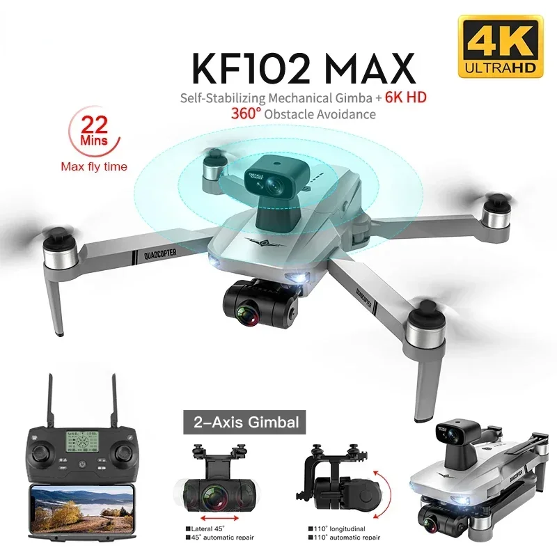 5G WiFi GPS 2-Осевой Квадрокоптер С Защитой От Встряхивания, Бесщеточный 4K Профессиональный Квадрокоптер С HD-Камерой Mini KF102 4K Dron KF102 MAX Drone Изображение 1 