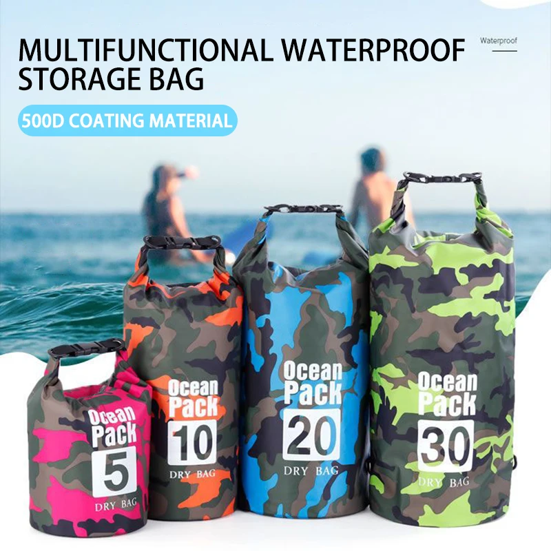 5Л/10Л/20Л/30Л Открытый Водонепроницаемый Сухой рюкзак для плавания в воде, Рулонный мешок для каякинга, рафтинга, катания на лодках по реке Изображение 0 