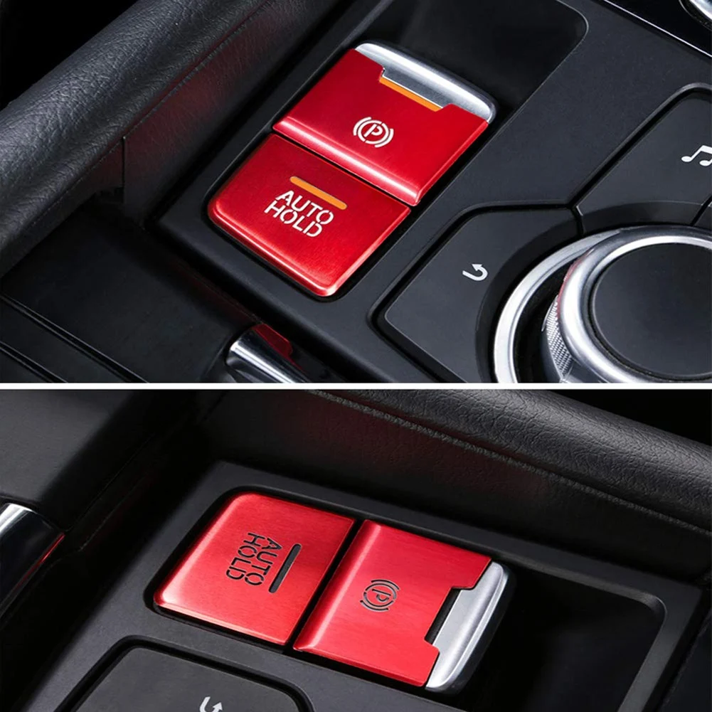 7шт Красная Накладка Мультимедийной Кнопки Электронного Ручного Тормоза для Mazda 3 6 CX-5 CX-9 2016-2020 Наклейка на Центральную Консоль Изображение 2 