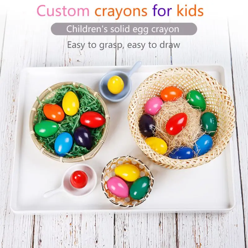 9 Цветных твердых карандашей в форме яйца, нетоксичный моющийся воск для рисования для детей Изображение 3 