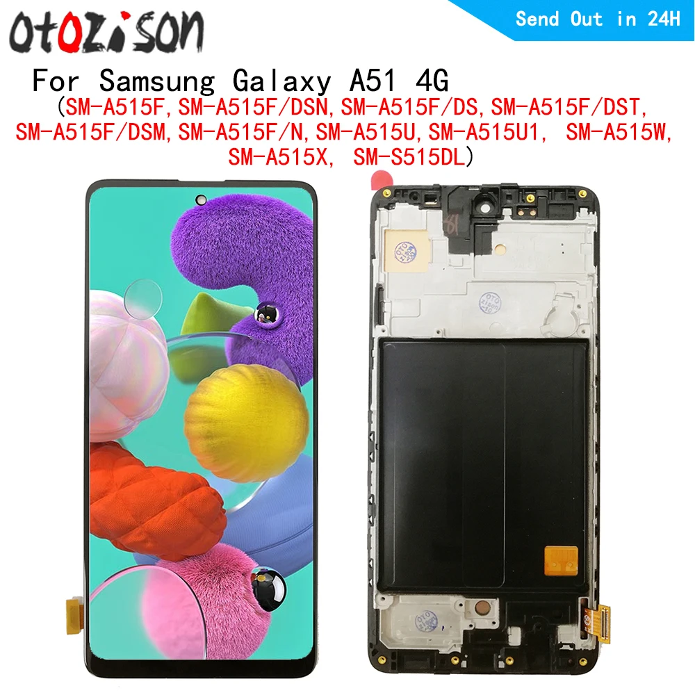 AMOLED Экран Для Samsung Galaxy A51 4G SM-A515F SM-A515W SM-A515X ЖК-экран Сенсорная панель Дигитайзер С Рамкой В сборе