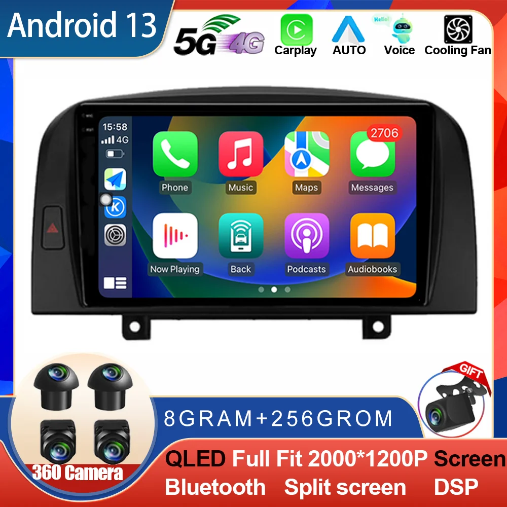 Android 13 Для Hyundai SONATA NF 2004-2008 Автомобильный Радиоприемник Bluetooth-Плеер Видео Carplay Мультимедиа Авторадио Головное устройство GPS Стерео