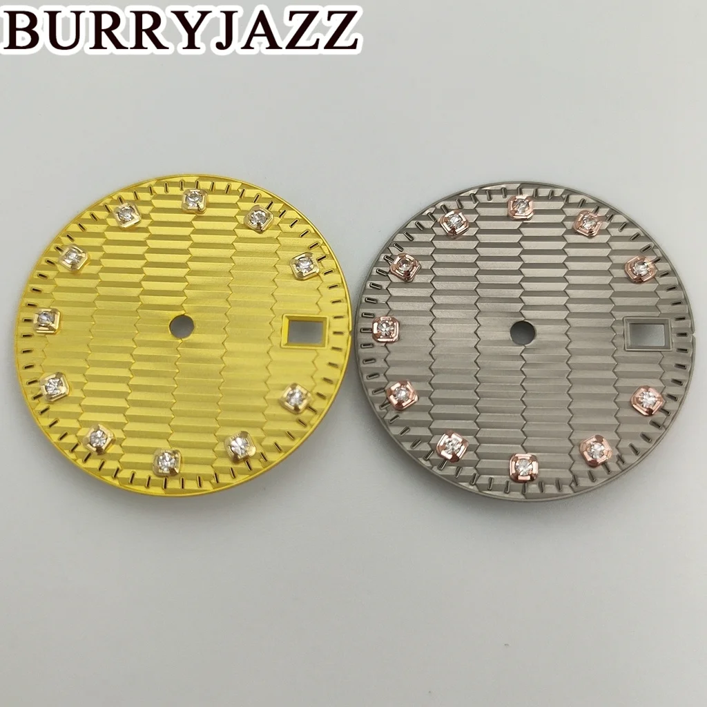 BURRYJAZZ 29 мм Золотисто-серый стерильный циферблат для часов, механизм NH35
