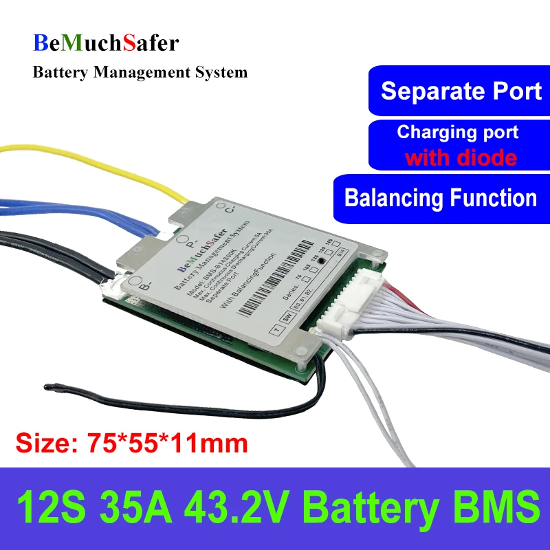 BeMuchSafer 12S 43,2V BMS 12S 35A 30A С Функцией Баланса Датчик Температуры 12S35A 12S30A 43V Аккумулятор BMS для DIY eBike