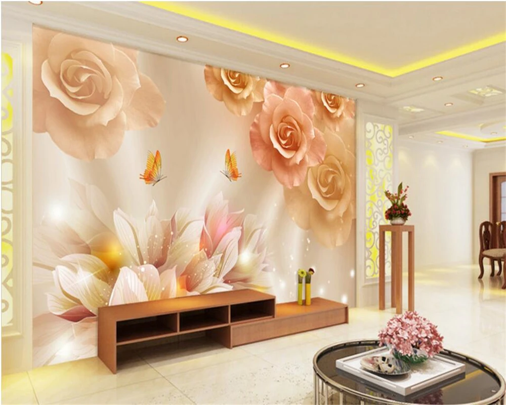 Beibehang Пользовательские фотообои модные цветные обои с бабочками и цветами любви фоновые обои для гостиной спальни