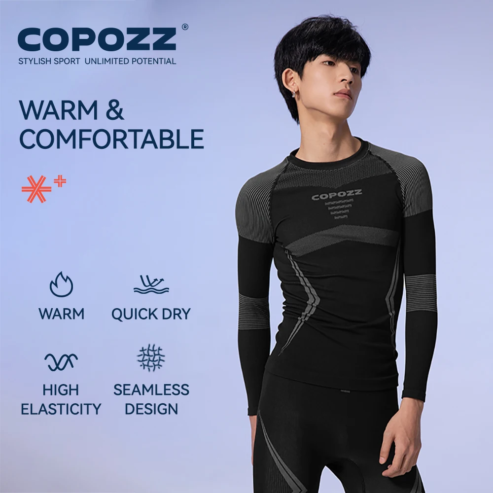 COPOZZ Мужские и женские комплекты лыжного термобелья, Быстросохнущий функциональный компрессионный спортивный костюм, обтягивающие топы и брюки для сноубординга для взрослых