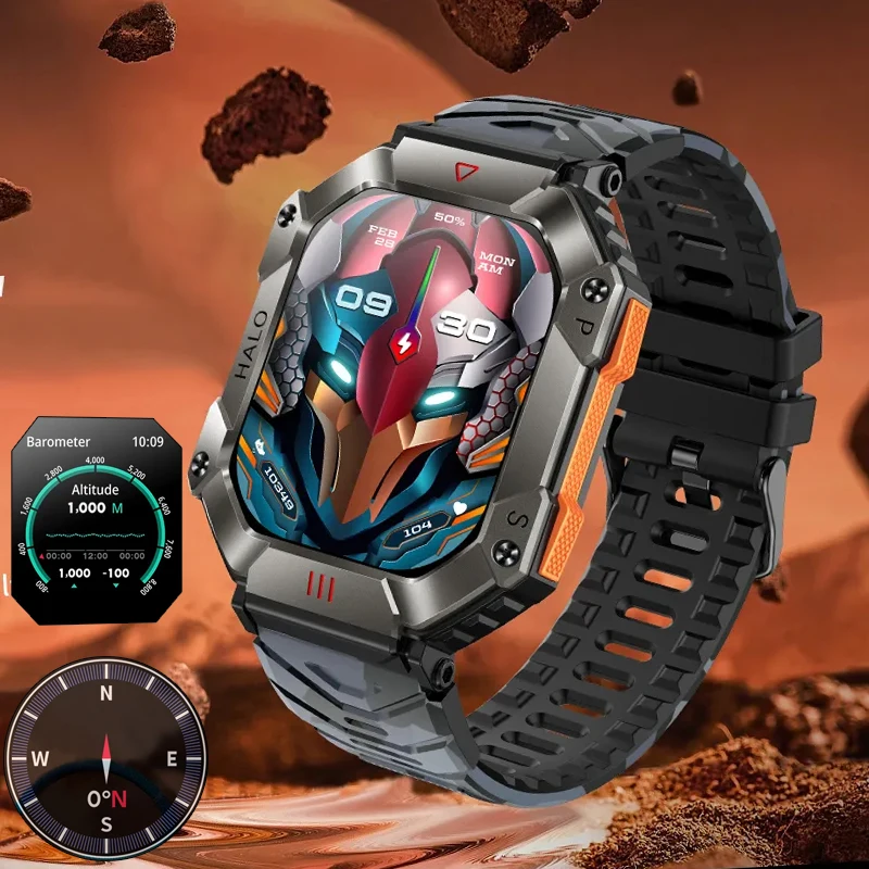 Canmixs Смарт-часы для мужчин, Bluetooth-вызов, умные часы, Компас, GPS-отслеживание движения, Кардиомонитор, спортивные умные часы Изображение 0 