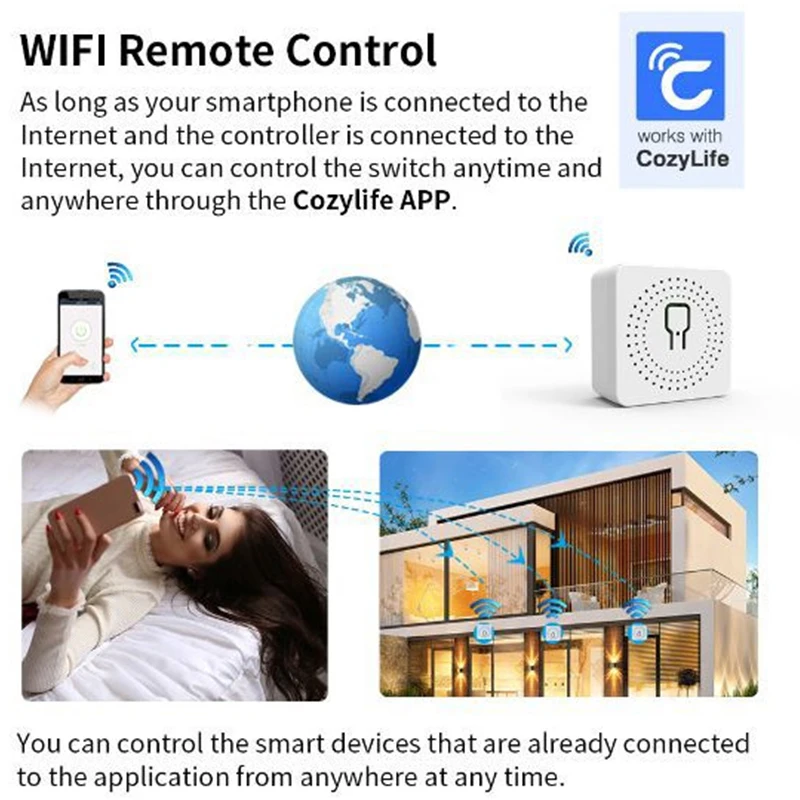 Cozylife Wifi Smart Switch Модуль мини-переключателей DIY Light с 2-полосным управлением Беспроводной выключатель Smart Home Работает с Alexa Google Home Изображение 1 