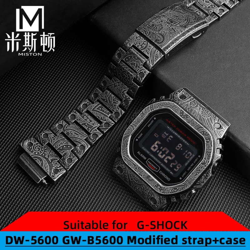 DW-5600 чехол + ремешок для Casio Small Square модифицированные аксессуары DW5600 GW-B5600 DW5610 casew pattern vintage DIY watch set