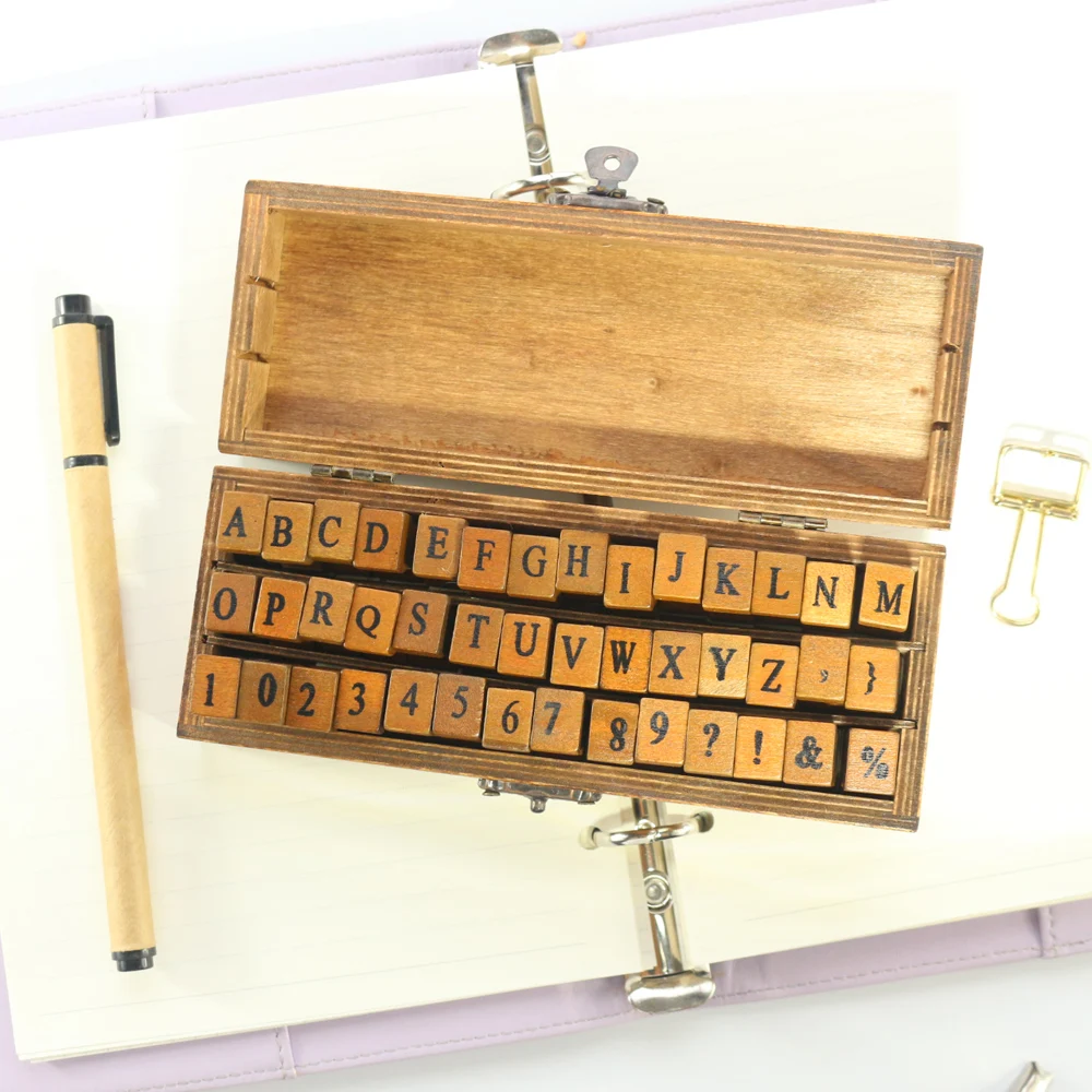 Domikee vintage Number Alphabet Letter woods резиновый штамп для DIY diary planner записные книжки канцелярские принадлежности, подарочная упаковка, 42 шт./коробка Изображение 1 