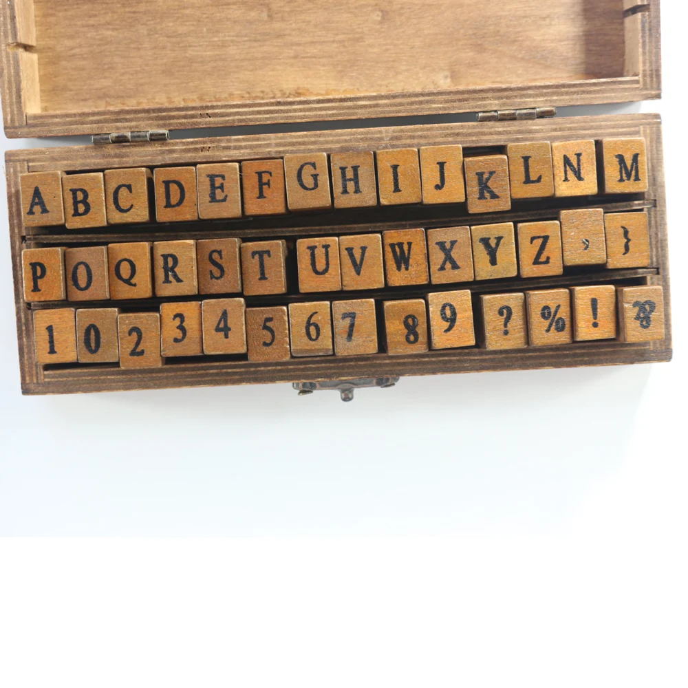 Domikee vintage Number Alphabet Letter woods резиновый штамп для DIY diary planner записные книжки канцелярские принадлежности, подарочная упаковка, 42 шт./коробка Изображение 2 