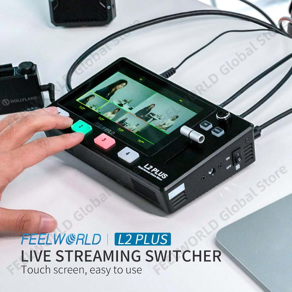 FEELWORLD L2 PLUS Мультикамерный Видеомикшерный Коммутатор С 5,5-Дюймовым Сенсорным экраном PTZ-Управлением Chroma Key USB3.0 Для прямой трансляции