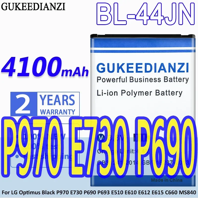 GUKEEDIANZI Мобильная Перезаряжаемая Батарея 4100mAh BL-44JN Для LG Optimus Black P970 E730 P690 P693 E510 E610 E612 E615 C660 MS840